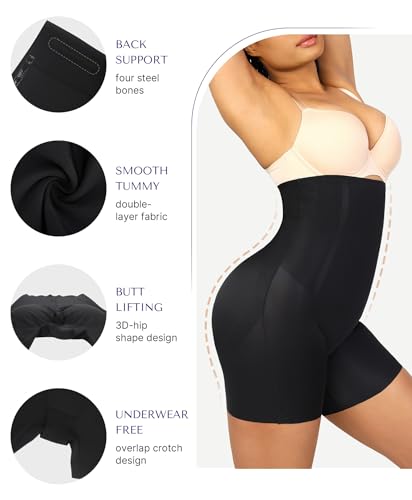 SHAPELLX Women's High Waist Butt Lifting Shapewear Seamless Shaper Shorts Tummy Control Shorts with Removable Hip Padded4