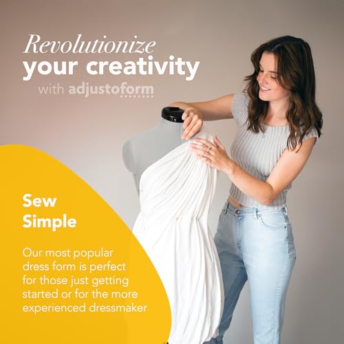 Adjustoform Sew Simple FG3271 Adjustable Dress Form Silver S-M (US Dress Size 4-12) 8 Part Female Sewing Mannequin + Pin Grip Hem Marker - Thumbnail 6