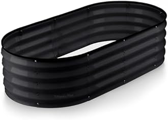 Plant & Plot Galvanized Raised Garden Beds Outdoor // 4×2×1 ft Planter Raised Beds for Gardening, Vegetables, Flowers // Large Metal Garden Box (Black) // Patented Tool-Free Design