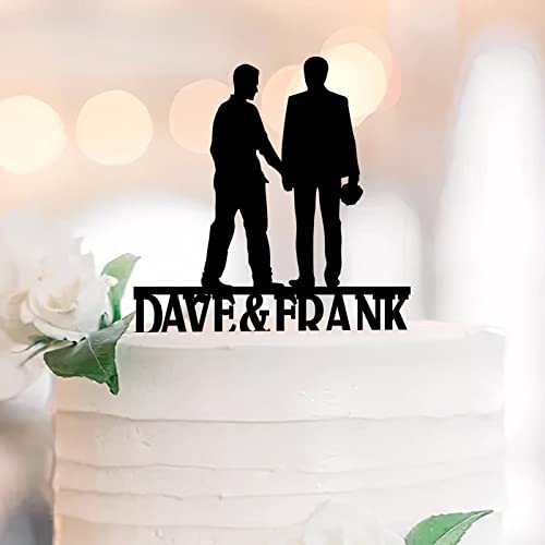 Décoration de gâteau Mr And Mr et Mr Figurine de marié homosexuelle Gay Mariage Fiançailles Décoration personnalisée Nom Est Date Mariage Gay Cadeaux de...