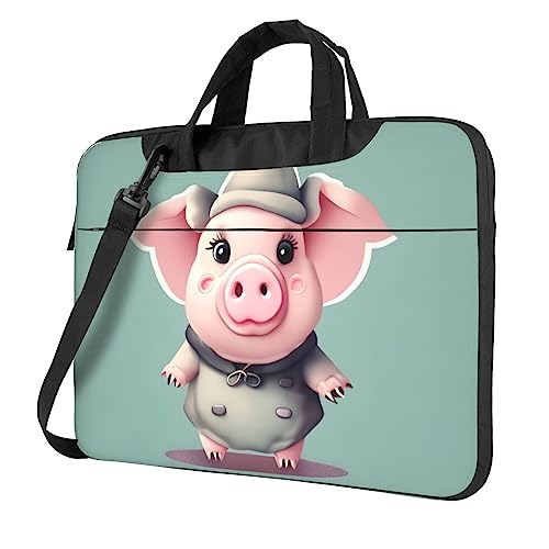 Bolsa para ordenador de 13 pulgadas con estampado de cerdo lindo para mujer de oficina