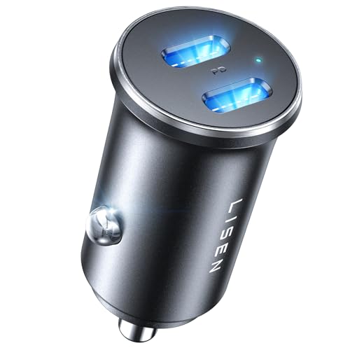 LISEN 90W USB C Car Charger Fast Charge, Dual PD 45W Car Cigarette Lighter USB C Socket for iPhone 17 Pro Max 16 15 Samsung S26 S25 Ultra iPad Metal 12V Type C Adapter Car Van BMW Accessorie