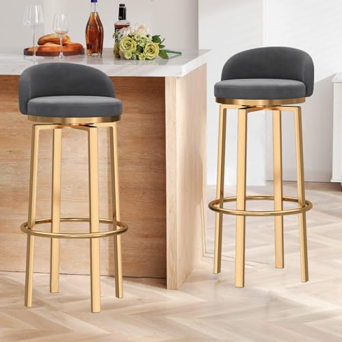 Tabouret de bar moderne 65 cm velours chaise de comptoir pivotante