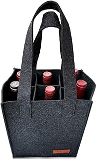 Fisioan 6 Bottle Wine Carrier Tote Reusable Grocery Bags for Travel, Camping