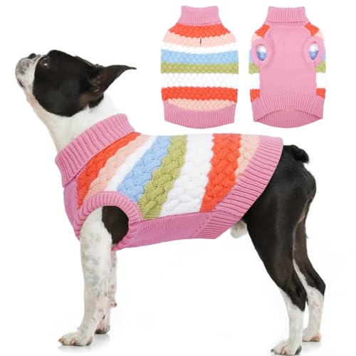 Kuoser Dog Sweater, Large Sweaters for Dogs Doggy Turtleneck Christmas Thanksgiving Outfit, Thick Warm Knitted Dog Winter Vest Puppy Fall Sweater, Pet Cold Weather Sweatshirt Warm Clothes, B