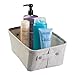 mDesign Soft Cotton Fabric Closet Storage Organizer Bin Basket with Coated Interior and Attached Carrying Handles for Bathroom Vanity, Cabinet, Shelf, Countertop - Wide - Light Gray