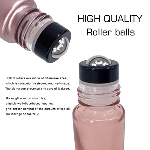 12Pack 10Ml Roller Bottles For Oils,Perfume Bottles,Roll On Bottle For Essential Oils,Rollers Bottle Empty Glass Essential Oil Rollon Bottles Bulk(6Rose Gold+6Clear Pink) With Labels Opener Pipette #TOP3