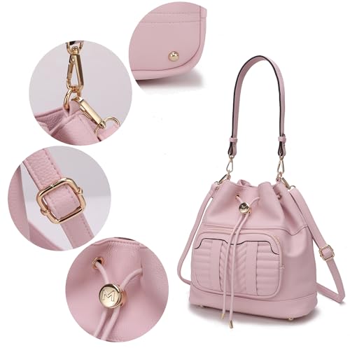 Image of MKF Collection Crossbody Bucket Bag for Women, Drawstring Hobo Shoulder Bags Handbag Purse with Wristlet Wallet by Mia K