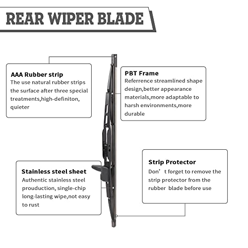 HODEE (Set of 2) Rear Wiper Blade Replacement For Toyota Sequoia 2008-2020,Rear Window Accessories, Back Windshield Assembly,OE:85242-0C010 by HODEE - Used condition - Image 4