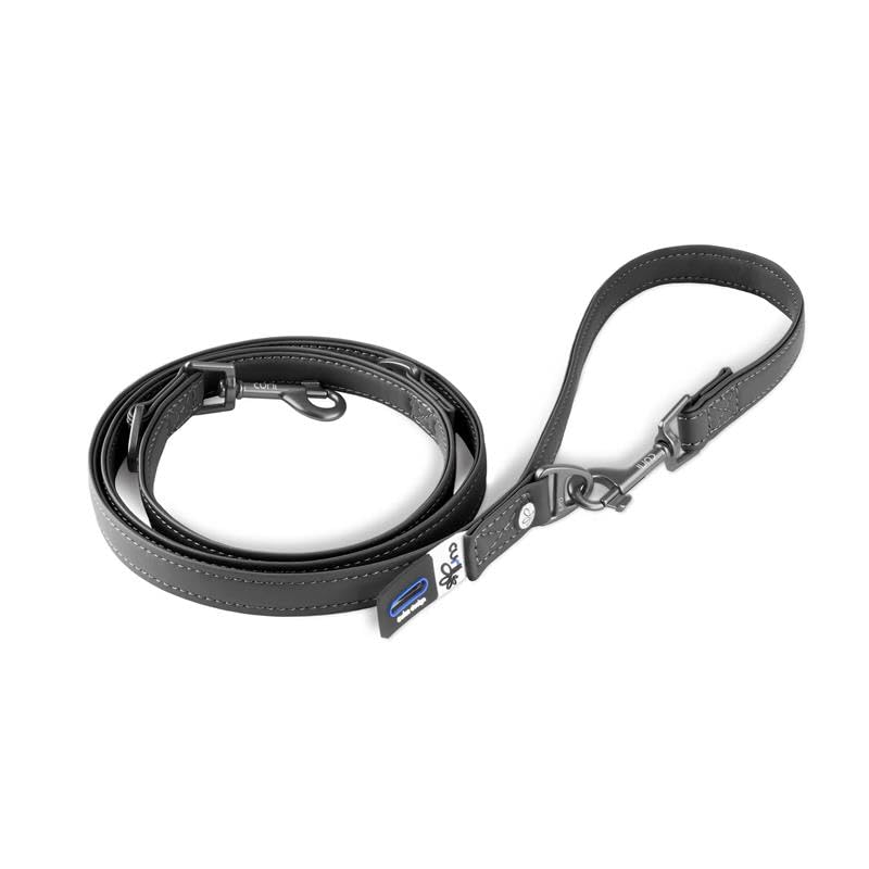 Curli Apple Hundeleine, Leder, verstellbar, Größe L, Schwarz