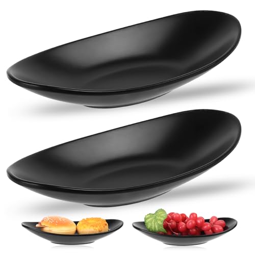 bayidun 2 bandejas decorativas para llaves, pasillos, joyas, cuencos, bandeja, decoración para llaves, cuencos, ovalados, color negro, para llaves, joyas, monedas (21 x 11 cm)