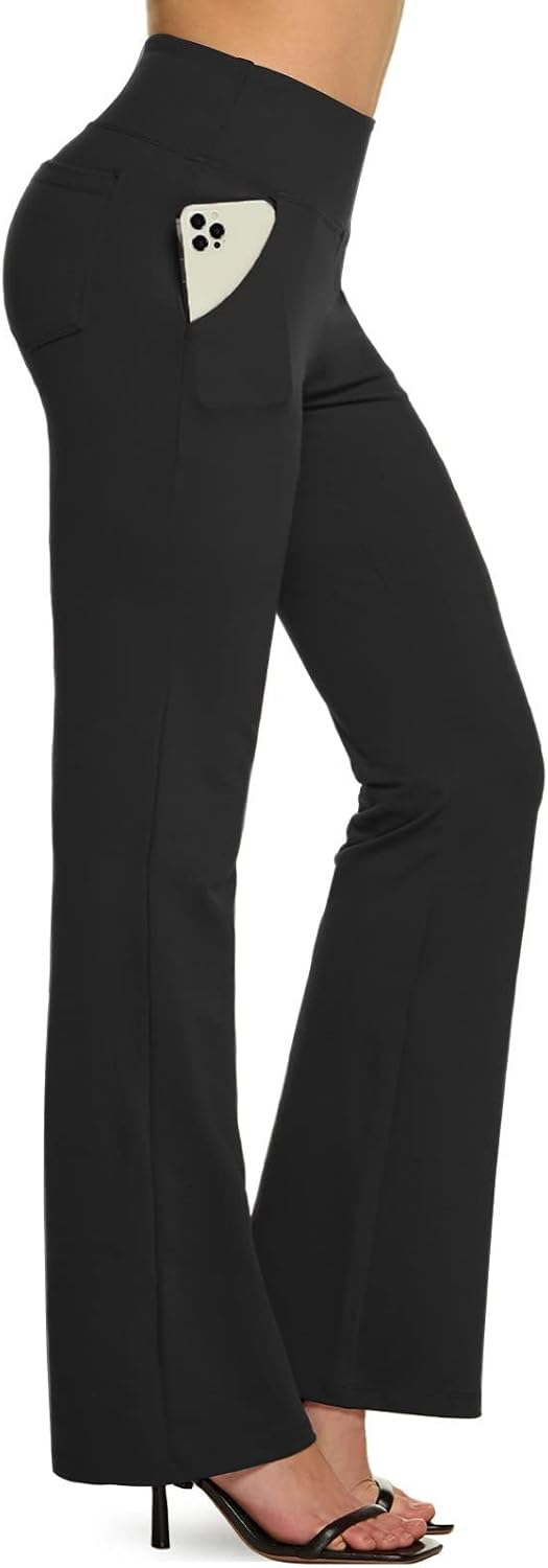 TSLA Women's Yoga & Dress Pants, Office Business Casual Work Slacks, Stretch Straight Leg/Bootcut Pants with 4 Pockets