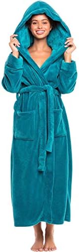 Alexander Del Rossa womens Robe, Long Plush Bathrobe With Hood, Hooded Robes for Women Plus Size Bath Robe Cozy