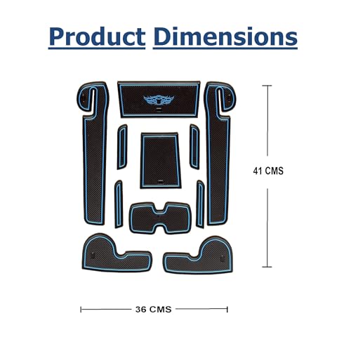 Car Drome Rubber The Mat Store Door Cup Mats | Maruti Suzuki Swift Dzire For Model Year From 2018 Onwards| Premium Decorative Stylish Car Interior Accessories| Set Of 11 Mats | Blue Trim