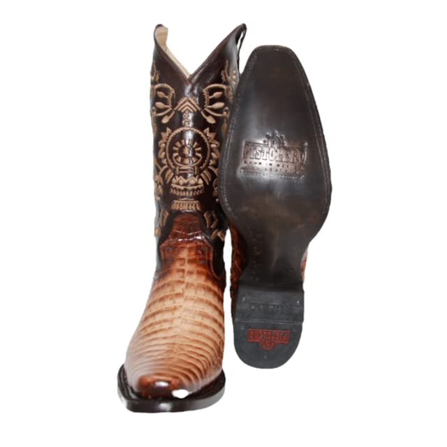 Men's Genuine Leather Pointed Square Toe Crocodile Alligator Print Dress Cowboy Boot4