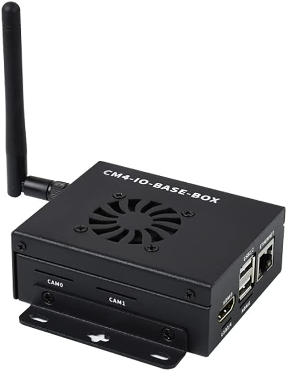 Mini-Computer Based On Pi Compute Module 4 (CM4 NOT Included), Mini IO Board Full Version,Cooling Fan Inside, Metal Case Cov