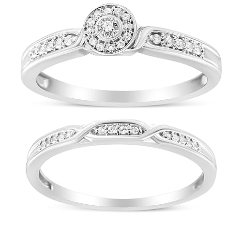 Haus of Brilliance .925 Sterling Silver Diamond Accent Frame Twist Shank Bridal Set Ring and Band (I-J Color, I3 Clarity) - Size 5