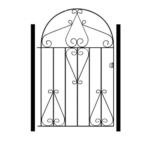 Image of Outdoor Garden Low Bow Top Metal Garden Gate, Black (91cm W X 122cm H)