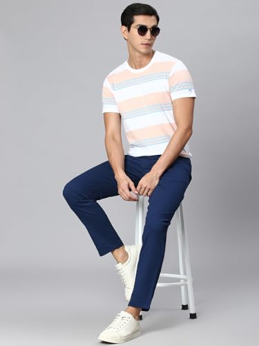 Image of Hubberholme Men's Tapered Fit Cotton Trousers, Ankle Length Button Closure Chinos