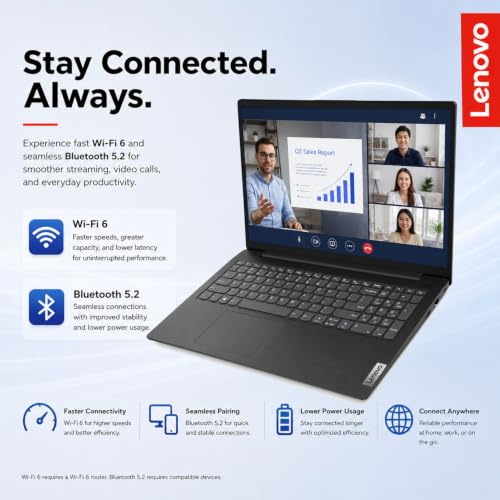 Image of Lenovo V15 Business Laptop, AMD Ryzen 3 7320U (Outperforms i7-1065G7), 16GB DDR5 RAM, 256GB PCIe NVMe SSD, 15.6 inch FHD Anti-Glare Display, Windows 11 Pro, Wi-Fi 6, RJ-45 Ethernet, Dolby Audio