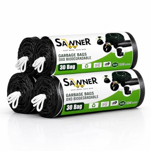 Image of Garbage Bags 19 x 21 Inch Medium Size, 120 Bags (4 Rolls), Black Dustbin Bags, Leak Resistant Trash Bags for Kitchen, Bathroom & Office