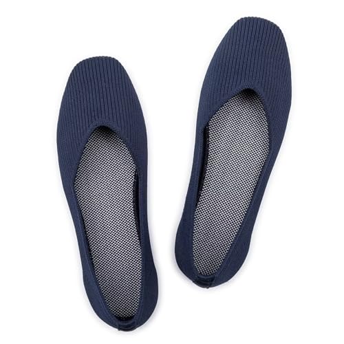 Image of Frank Mully Womens Casual Flat Shoes Square Toe Shoes Knitted Work Flat Comfort Dressy Flat Shoes for Daily Washable