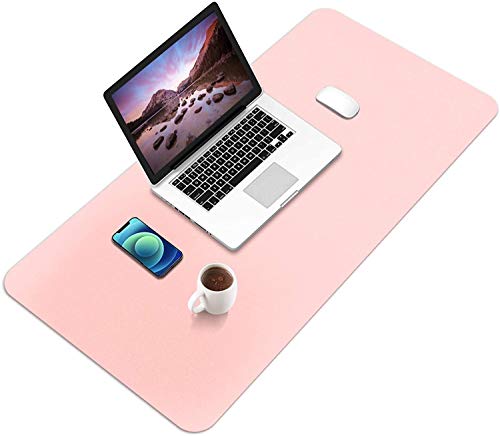 Image of MemeHo Upgraded Leather Desk Pad |Waterproof Desk Blotter Protector | Non-Slip Desk Writing Pad for Office Home (Color Pink / Blue, Size L70 * W35 cm)