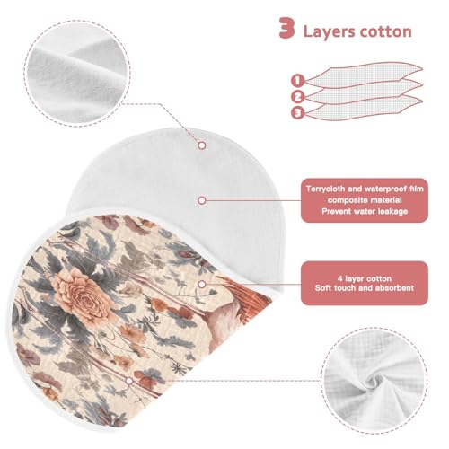 Floral Flamingo Beige Baby Burp Cloths Muslin Burp Cloths Soft Burp Cloth Burp Rags Cotton Burp Clothes Absorbent for Boy Newborn Girl Unisex 1 Pack 22x11 Inches3