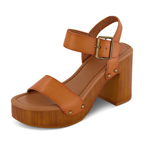 Image of Dune London Women's Peru Faux Wood Sandal +Comfort Foam & LiteSole Technology, Wide Widths Available, Tan 6.5 UK