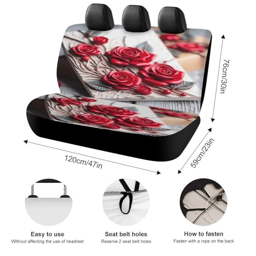 Funda de asiento de coche resistente a arañazos con diseño de rosas 2