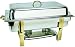 Update International (DC-6N) 8 Qt Stainless Steel Oblong Gold-Accented Chafer