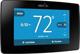 Emerson Sensi Touch Wi-Fi Smart Thermostat with Touchscreen Color Display, Works with Alexa, Energy Star Certified, C-wire Required, ST75 Black 5.625" x 3.4" x 1.17"