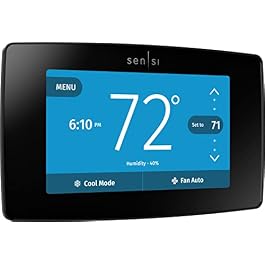 Sensi Touch Smart Thermostat by Emerson with Touchscreen Color Display, Programmable, Wi-Fi, Mobile App, Easy DIY, Data Privacy, Works Alexa, Energy Star Certified, ST75 – Black, C-Wire Required
