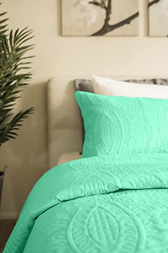 Mezzati Bedspread Coverlet Set Carnival Aqua – Prestige Collection - Comforter Bedding Cover – Brushed Microfiber Bedding 2-Piece Quilt Set (Twin/Twin XL, Carnival Aqua) - Thumbnail 3