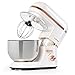 Klarstein Batidora Amasadora, Robot de Cocina 1300W / 1,7PS, 6 Potencias, Amasadora de Pan y Batidora de Reposteria con Amasado Planetario, Mixer Cocina Capacidad, Batidoras Pofesionales 5l., Blanco