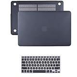 Case for Newest MacBook Pro13 Inch, IC ICLOVER Matte Frosted Rubberized Hard Shell Cover + Keyboard Skin Only Compatible with Apple MacBook Pro 13.3 Inch A1989 with Touch Bar, Black