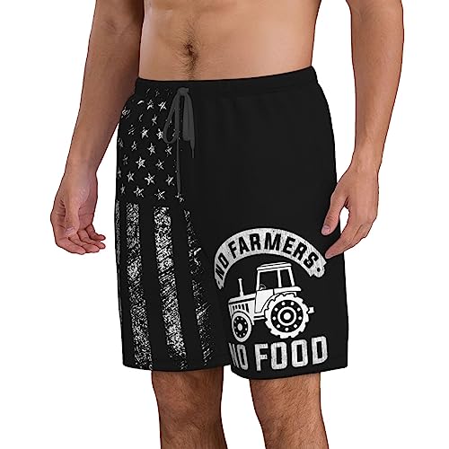 Farming Truck Cool No Farmer No Food Tractor Lover - Men's Swim Trunks Board Shorts Swimsuit Swimwear Bathing Suit2