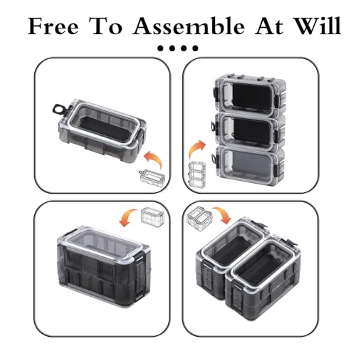 Organizador de cajas para aparejos THOUISLAND - 4 cajas pequeñas con bandejas magnéticas e impermeables, sistema luminoso portátil y compartimentos personalizables para pesca miniatura 6