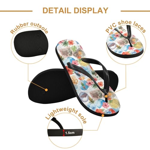Burbuja Tropical Patchwork Stamp Flip Flops for Women Men, Soft Thong Sandals Rubber Slippers for Pool Beach Essentials3