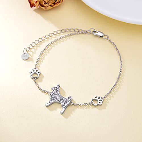 925 Sterling Silver Anklets Cute Animal Anklet Puppy Pet Chain Dainty Summer Beach Foot Jewelry For Girlfriend Bulldog Memorial Birthday Gifts #TOP5
