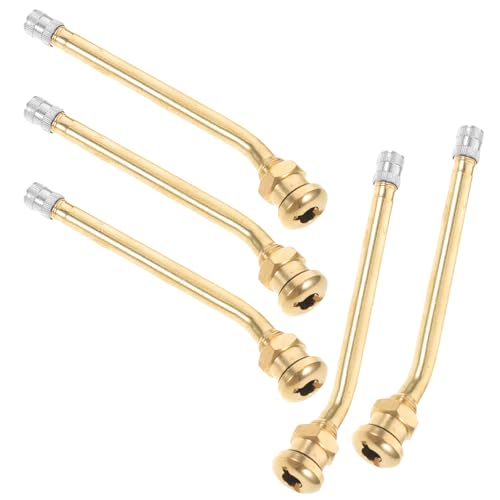 SEWOART Lot de 5 Tiges de Valve Tubeless en Cuivre Coudées 4,5 Pouces pour Pneus de Bus et Camions, Accessoires Robustes en Laiton avec Joint D’étanchéité, Compatibles Pneus Agricoles