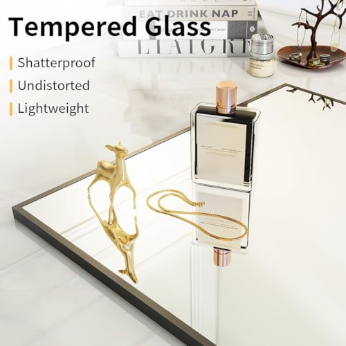 VooBang Mirror Full Length, 24" x 65" Floor Mirror with Stand, Aluminum Alloy Frame Full Body Standing Hanging or Leaning Against Wall for Bedroom and Living Room, Black