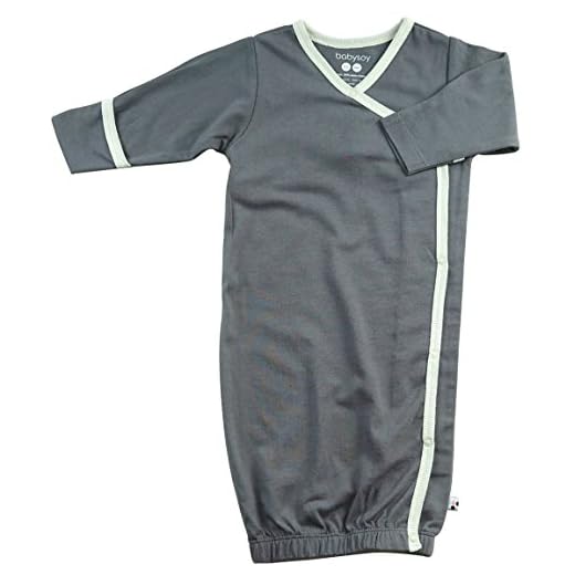 Babysoy Kimono Gown - Long Sleeve Baby/Newborn Sleep Sack with Mittens (0-3 Months, Tornado)