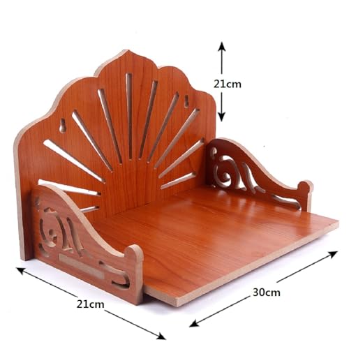 Image of 7CR Wood Art and Craft Temple (Brown 13.3 Inch X 7.8 Inch X 1.5 Inch)