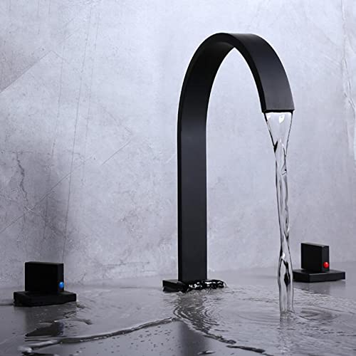 Robinet 3 trous lavabo mitigeur eau chaude et froide double commande laiton