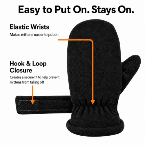 Image of N'Ice Caps Little Kids and Baby Easy-On Sherpa Lined Fleece Mittens - 2 Pair Pack
