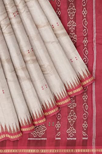 Image of Odisha Sambalpuri Handloom Ikat Women's Cotton Saree, Odisha Handloom Handmade Pure Cotton Khandua Saree, Ikkat Orissa Traditional Handloom Saree Without Blouse