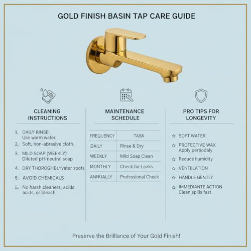 Image of Luxury Gold Finish Wall Mounted Basin Tap - Single Lever Mixer, Modern Brass Faucet for Bathroom & Wash Basin, Contemporary Design, Durable & Rust Resistant, Easy Installation