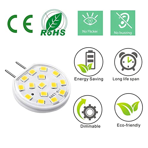 Gaormii G8 Led Bulb Dimmable 3W Mini Thin Puck Light Bulbs Equivalent To 20W-25W Halogen Bulb, T4 Jcd Type Bi-Pin Base, 120V Natural White 4000K G8 Bulb For Under Cabinet, Counter Lighting (8 Pack) #TOP3
