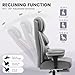 BestGlory Office Desk Chair, Big and Tall Leather Gaming Chair with Footrest, Wide Ergonomic Comfy Executive High-Back Reclining Computer Chairs, Swivel Rolling Wheels and Padded Lumbar Support, Gray
